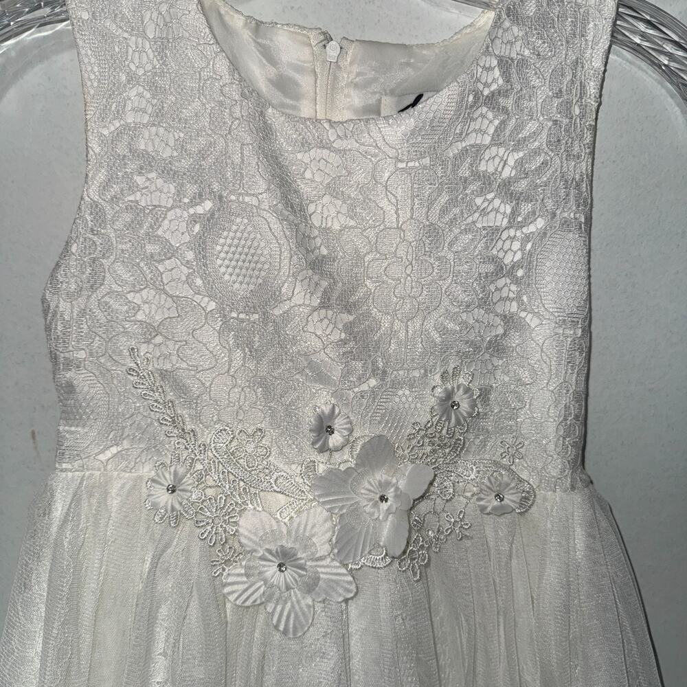 Diva Behavior‎ Girls 7 Dress Floral Tulle Lace Wedding Christening Flower Girl - Picture 3 of 11